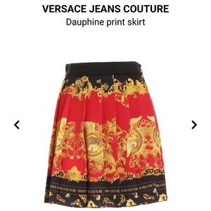 Versace Jeans Collection Red and Gold A-Line Skirt